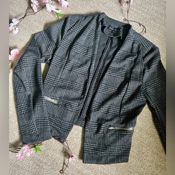 Love Tree Plaid Zipper Blazer - Small - Picture 1 of 3